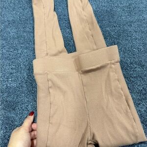 Naked Wardrobe Beige Ribbed Leggings